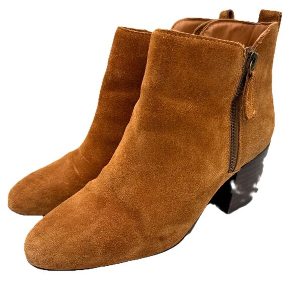 Blondo Reese Booties Women’s 7.5 Camel Suede Waterproof Ankle Zip B6940-235 - Picture 1 of 8